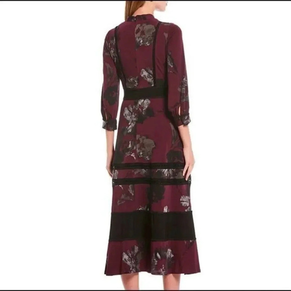 Taylor Floral Print V-Neck 3/4 Sleeve Jersey Midi Dress - Picture 6 of 16